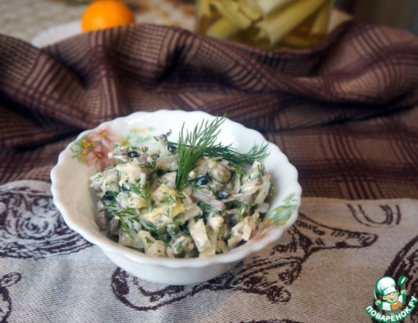 Салат с говяжьим сердцем и маринованными овощами